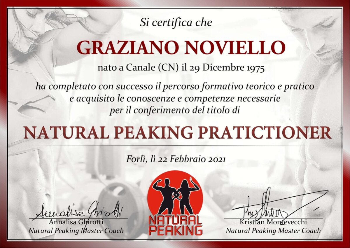 Diploma Natural Peaking Pratictioner Graziano Noviello